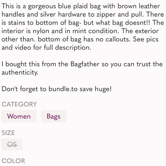 BURBERRY LONDON RARE BLUE PLAID HANDBAG - Picture 15 of 15